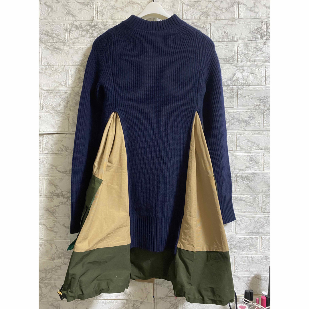 sacaiwoolknitGrosgraindress サカイニットドッキング