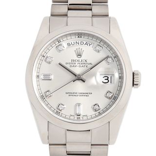 ロレックス(ROLEX)のロレックス デイデイト 118209A シルバー 8Pダイヤ 2Pバケットダイヤ K番 メンズ 中古 腕時計(腕時計(アナログ))