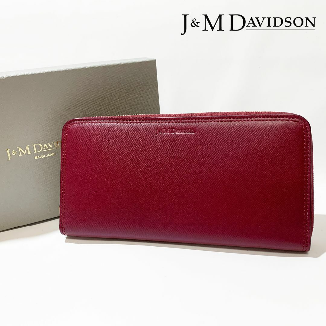 J&M DAVIDSON(ジェイアンドエムデヴィッドソン)の【極美品】未使用品 J&M DAVIDSON ラウンドファスナー 長財布 赤 レディースのファッション小物(財布)の商品写真