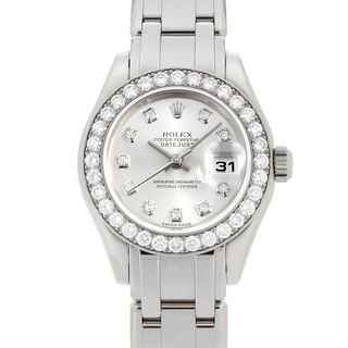 ロレックス(ROLEX)のロレックス デイトジャスト ベゼルダイヤ 10Pダイヤ 80299G シルバー K番 レディース 中古(腕時計)