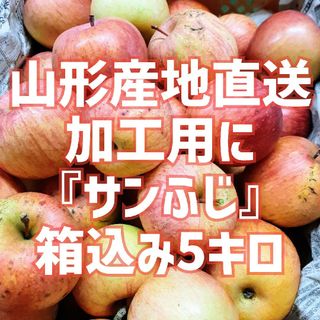 新春セール！数量限定！山形直送 【加工用】『サンふじ』箱込5キロ  除草剤不使用(フルーツ)