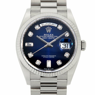 ロレックス(ROLEX)のロレックス デイデイト 8Pダイヤ/2Pバケットダイヤ 128239A ブルー オンブレ ランダム番 メンズ 中古 腕時計(腕時計(アナログ))