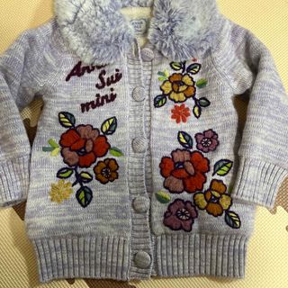 アナスイミニ(ANNA SUI mini)のアナスイミニ  花刺繍　ニットカーディガン(カーディガン)