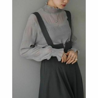 シャーリングシフォンブラウス/グレー(シャツ/ブラウス(長袖/七分))