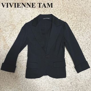 ヴィヴィアンタム(VIVIENNE TAM)の【極美品】ヴィヴィアンタム　テーラードジャケット　ブラック　コットン　S(テーラードジャケット)