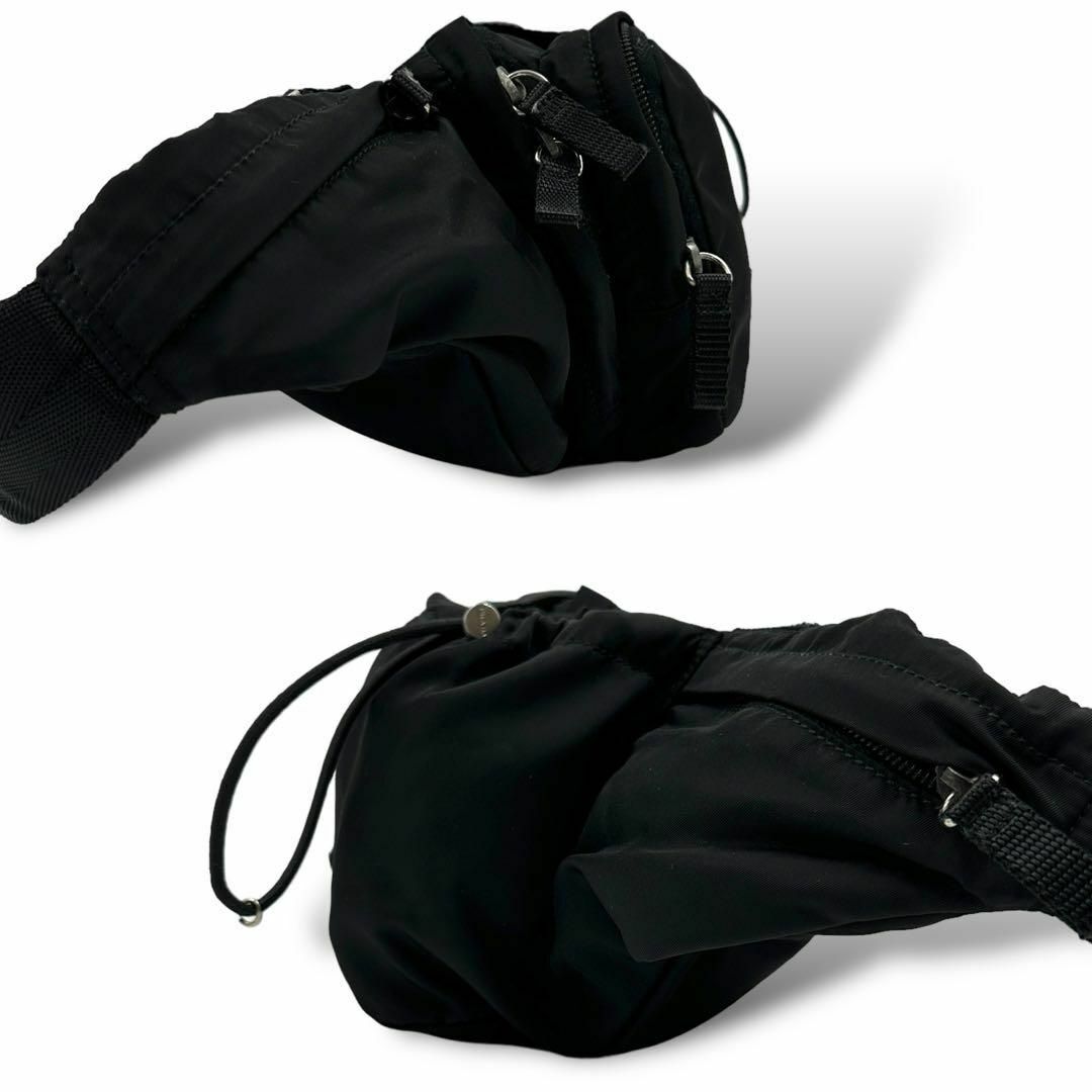 PRADA(プラダ)の良品 PRADA ウエストポーチ ボディバッグ 三角ロゴ 白タグ LAMPO 黒 メンズのバッグ(ボディーバッグ)の商品写真