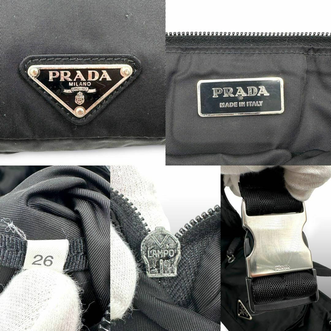 良品 PRADA ウエストポーチ ボディバッグ 三角ロゴ 白タグ LAMPO 良品 PRADA ウエストポーチ ボディバッグ 三角ロゴ 白タグ LAMPO