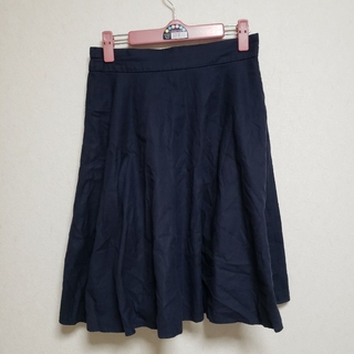 紺 フレアスカート ミニスカート プリーツ 後ろチャック 膝丈スカート(ひざ丈スカート)