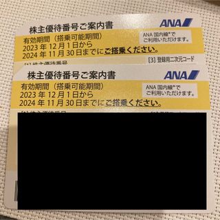 エーエヌエー(ゼンニッポンクウユ)(ANA(全日本空輸))のANA株主優待券2枚(航空券)