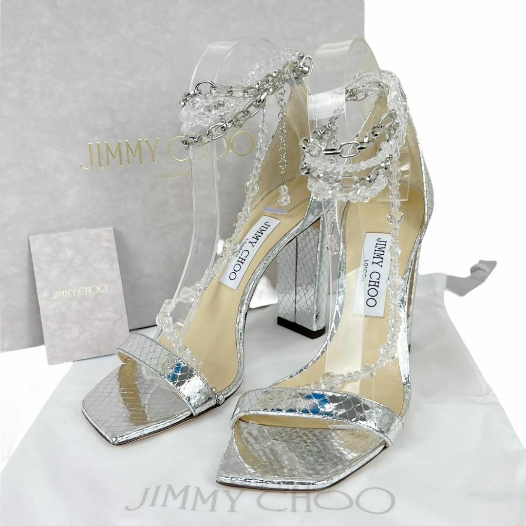 JIMMY CHOO(ジミーチュウ)の現行18万☆美品☆極希少 ジミーチュウ 38/25cm アンクル ハイヒール レディースの靴/シューズ(サンダル)の商品写真