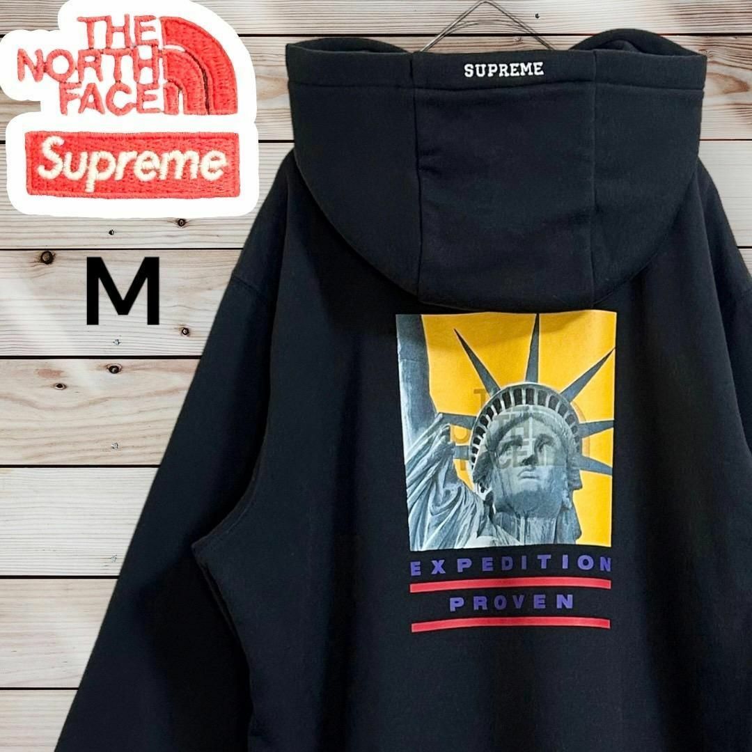 【レア】SUPREME × THE NORTH FACE 自由の女神 パーカーＭ素材