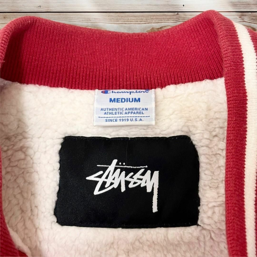 STUSSY(ステューシー)の【即完モデル】STUSSY × champion ビッグロゴ刺繍 スタジャン M メンズのジャケット/アウター(スタジャン)の商品写真