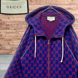 グッチ(Gucci)の美品☆超希少☆GUCCI ウール×カシミヤ フード パーカー オーバーサイズ(パーカー)