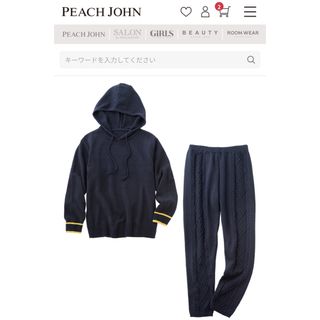 ピーチジョン(PEACH JOHN)のピーチジョン PJ コットン混ニットフーディセットアップ(ルームウェア)