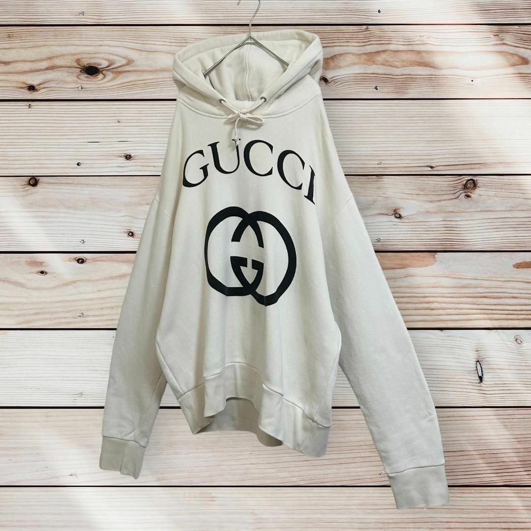 Gucci(グッチ)の【人気デザイン】グッチ　インターロッキングG　プルオーバー　パーカー　アイボリー メンズのトップス(パーカー)の商品写真