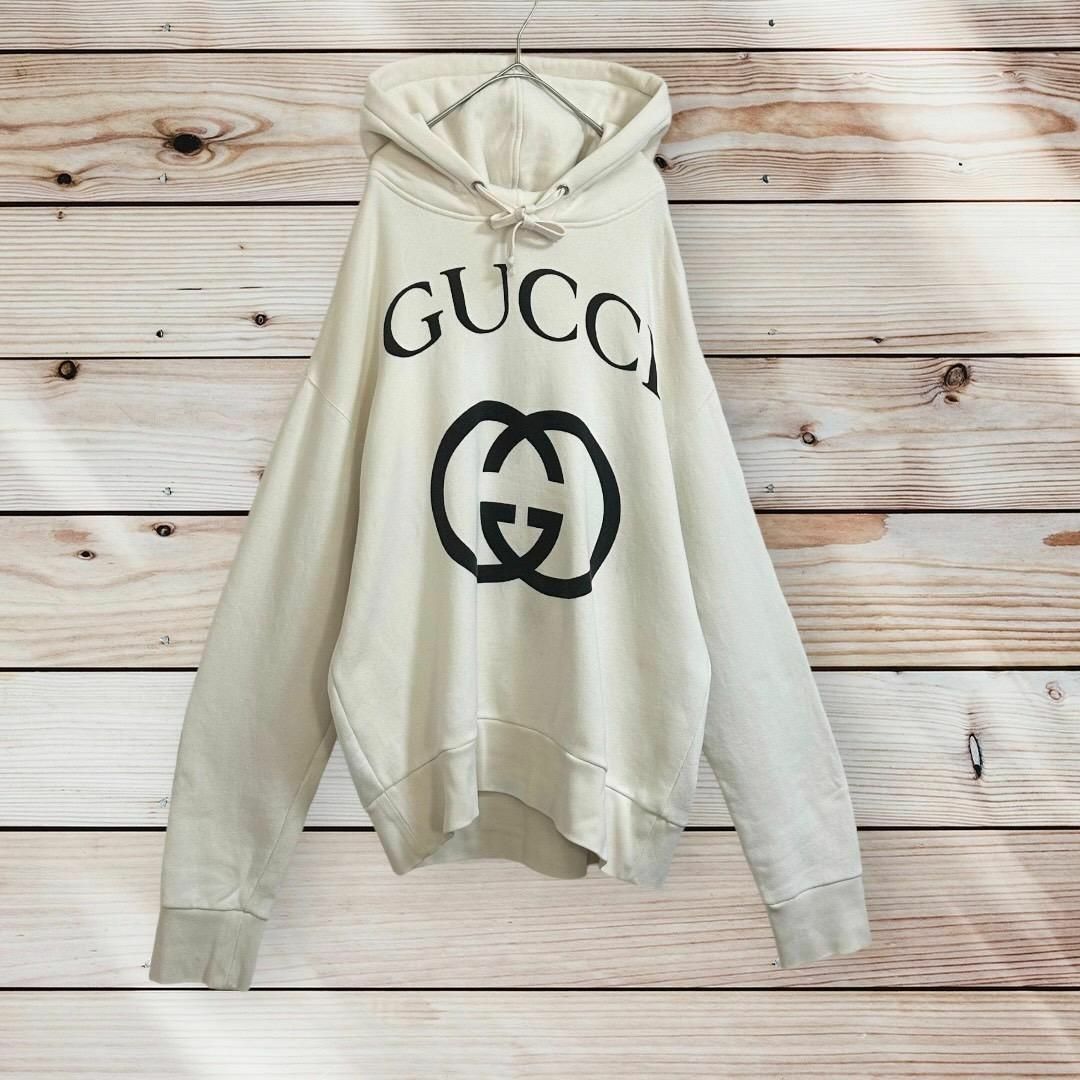 Gucci(グッチ)の【人気デザイン】グッチ　インターロッキングG　プルオーバー　パーカー　アイボリー メンズのトップス(パーカー)の商品写真