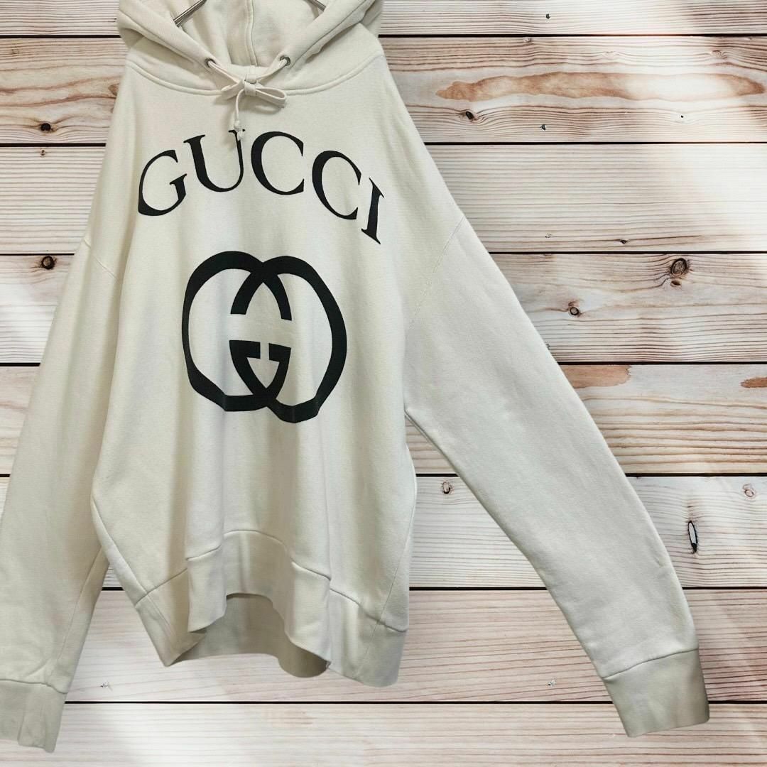 Gucci(グッチ)の【人気デザイン】グッチ　インターロッキングG　プルオーバー　パーカー　アイボリー メンズのトップス(パーカー)の商品写真