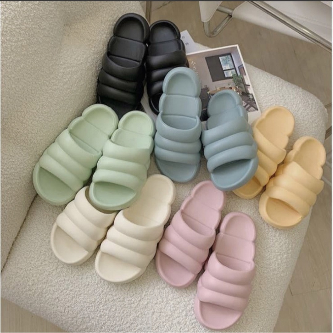 サンダル スリッパ マシュマロレディース 韓国 イエロー レディースの靴/シューズ(サンダル)の商品写真