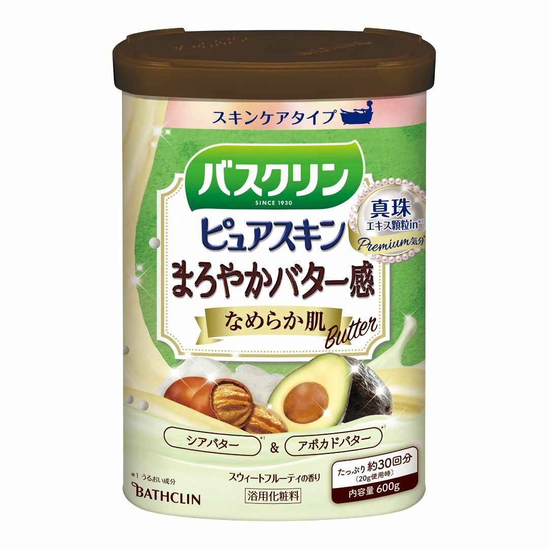 バスクリンピュアスキン入浴剤 なめらか肌600g(約30回分) スキンケアにごり インテリア/住まい/日用品の日用品/生活雑貨/旅行(タオル/バス用品)の商品写真