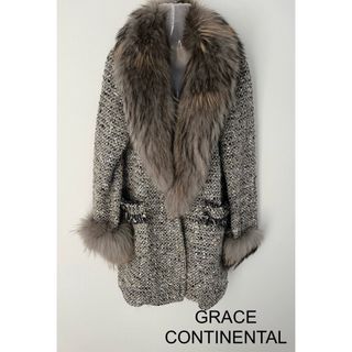 グレースクラス(Grace Class)のGRACE CONTINENTAL ファー付きツイードコート(ロングコート)