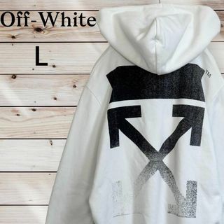 オフホワイト(OFF-WHITE)の美品【即完売】オフホワイト　クロスアロー　プリント　21AW　パーカー　L(パーカー)