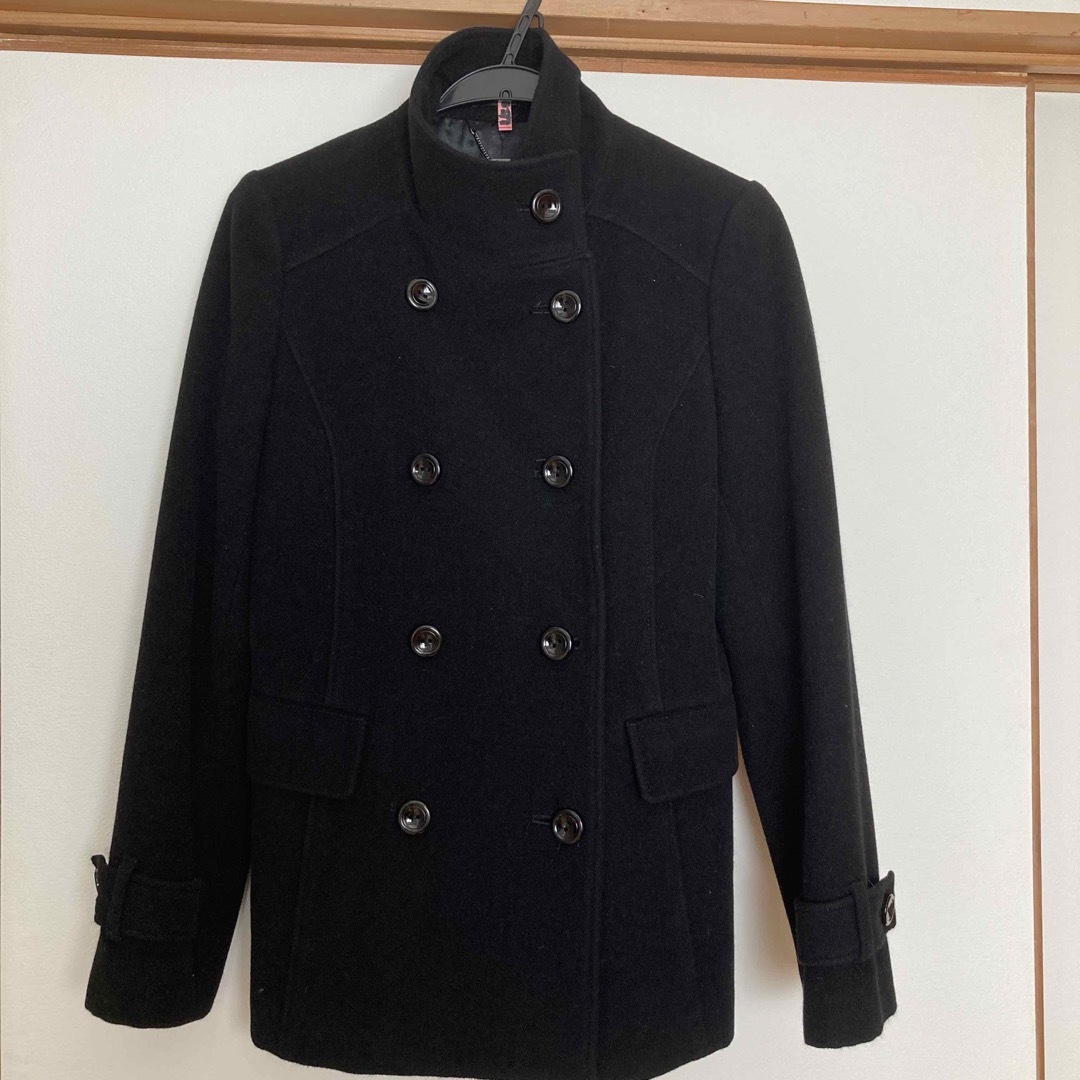 J&R(ジェイアンドアール)のJ&R アンゴラ・ウール スタンドカラー コート ブラック Mサイズ レディースのジャケット/アウター(その他)の商品写真