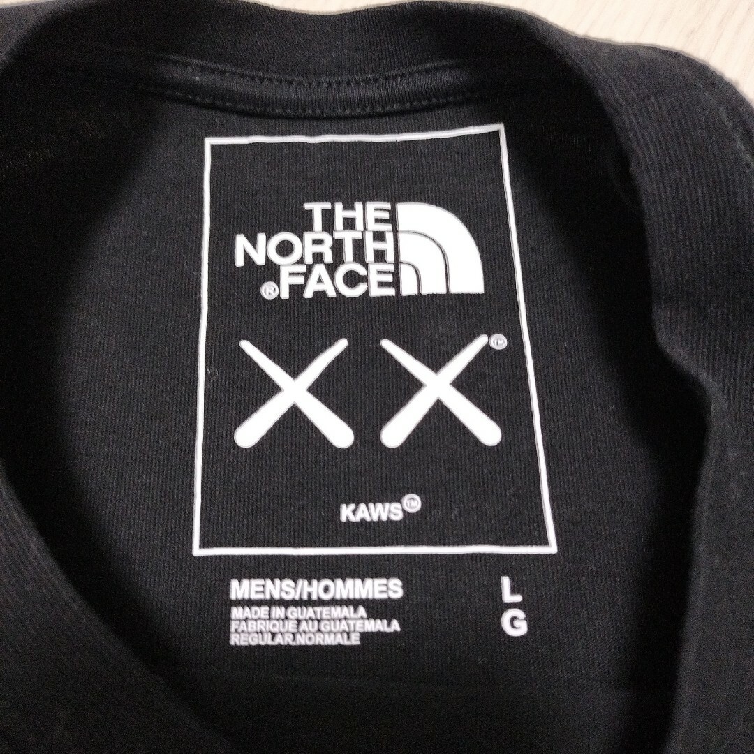 THE NORTH FACE(ザノースフェイス)のノースフェイス カウズ コラボ 限定Tシャツ 刺繍ロゴ ブラック Lサイズ メンズのトップス(Tシャツ/カットソー(半袖/袖なし))の商品写真