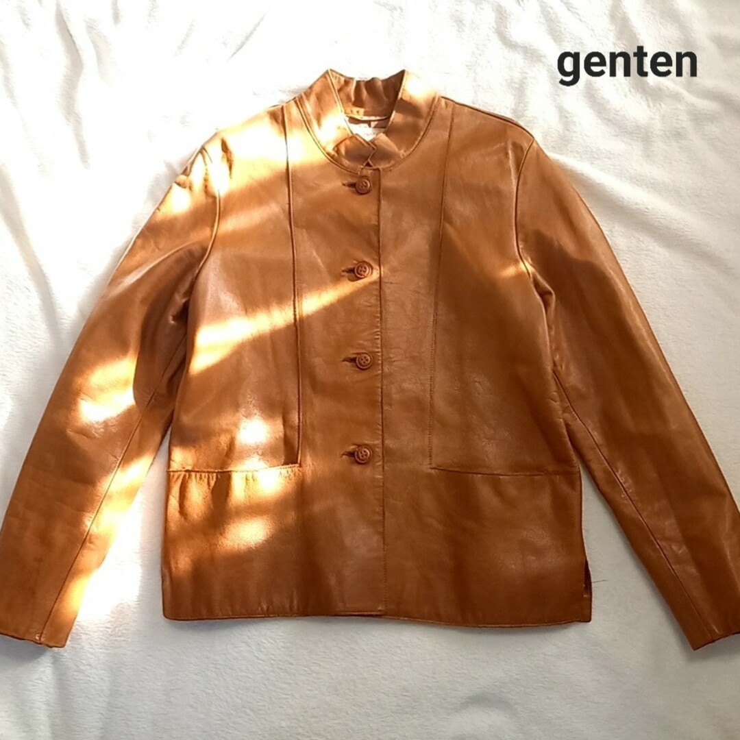 genten(ゲンテン)の希少‼️ゲンテン　genten こだわり レザージャケット　キャメル　サイズF レディースのジャケット/アウター(その他)の商品写真