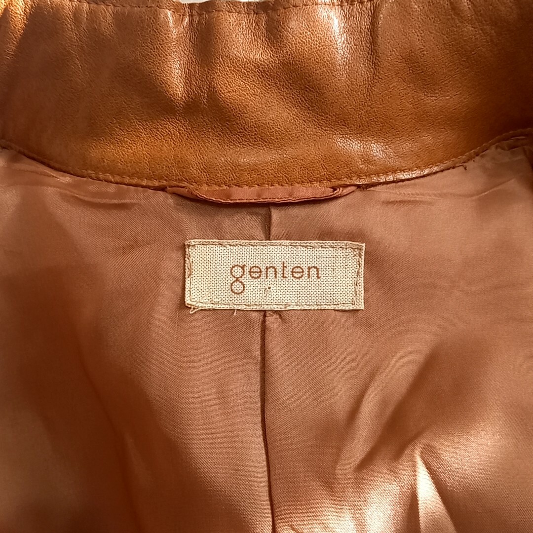 genten(ゲンテン)の希少‼️ゲンテン　genten こだわり レザージャケット　キャメル　サイズF レディースのジャケット/アウター(その他)の商品写真