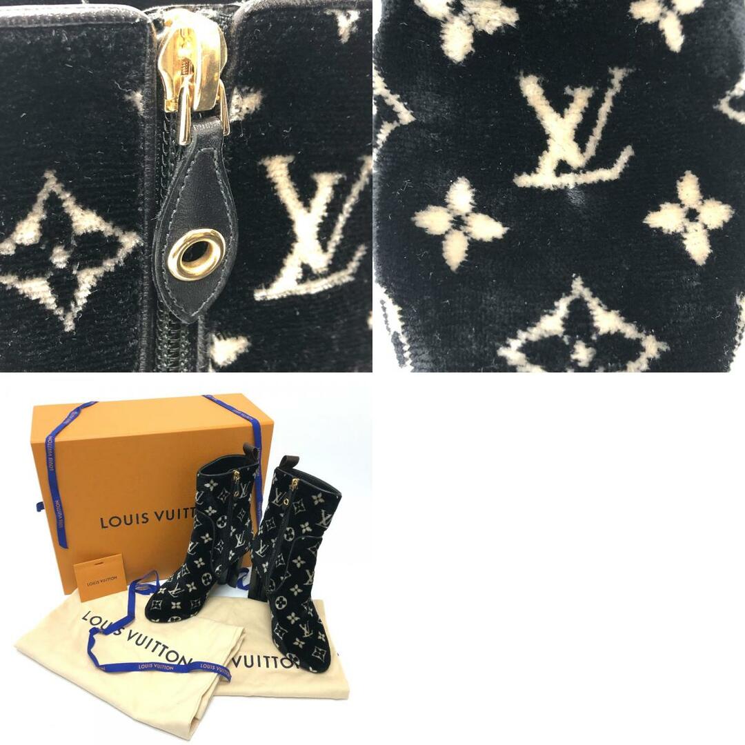 ルイヴィトン LOUIS VUITTON アンクルブーツ 1A95Y シルエットライン モノグラム ブーツ ベルベット ブラック