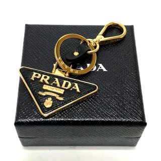 プラダ(PRADA)のプラダ PRADA 三角ロゴ プレート トライアングルロゴ キーリング GP ブラック(キーホルダー)