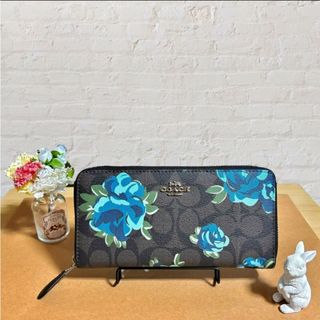 コーチ(COACH)の新品　COACH　長財布　ラウンドファスナー　シグネチャー　花柄　小銭入れ有(財布)