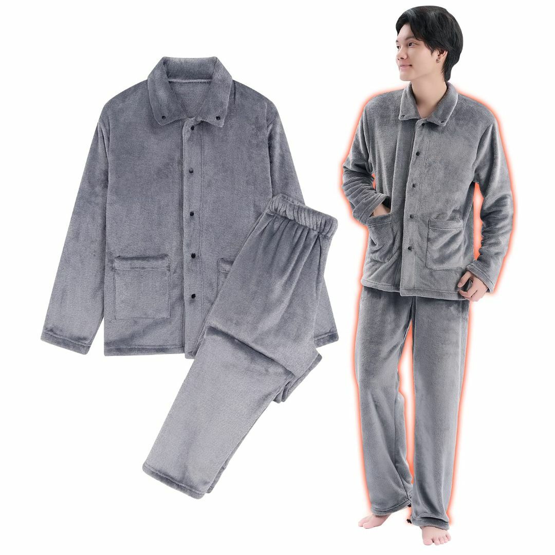 ファッション小物[Hotvivid] 毛布パジャマ パジャマ メンズ 冬 上下セット もこもこル
