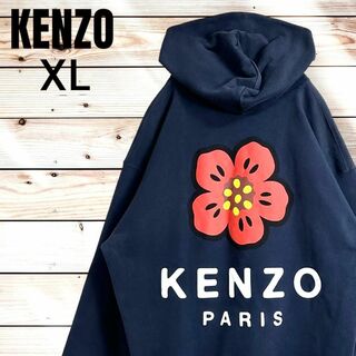 ケンゾー(KENZO)の【超希少デザイン＆XL】ケンゾー バックプリント入りパーカー フラワー 花(パーカー)