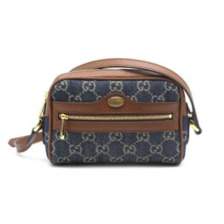 グッチ(Gucci)のGUCCI (グッチ) オフィディア GG ジャガード デニム ミニバッグ 517350 ショルダーバッグ クロスボディ 斜め掛け ポシェット キャンバス レザー(ショルダーバッグ)