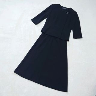 トウキョウソワール(TOKYO SOIR)のソワールべニール　ブラックフォーマル　高級礼服　ノーカラー　ロングスカート(礼服/喪服)