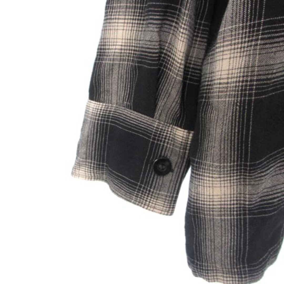 COMOLI(コモリ)のコモリ 23SS チェック オープンカラーシャツ 長袖 ブラック ベージュ 2 メンズのトップス(シャツ)の商品写真