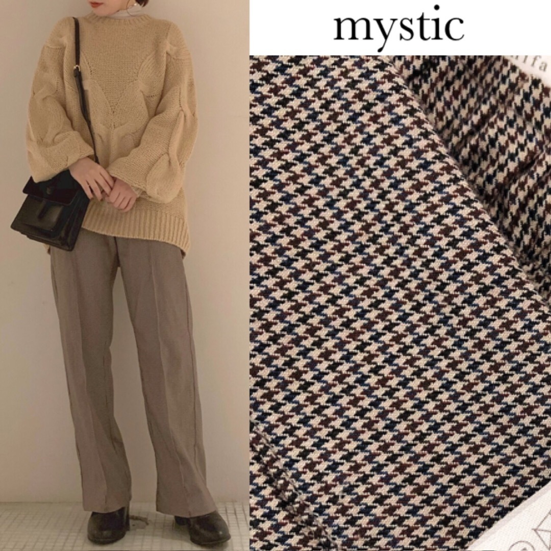 mystic(ミスティック)のミスティック 千鳥格子 チェック センターシーム パンツ レディースのパンツ(カジュアルパンツ)の商品写真