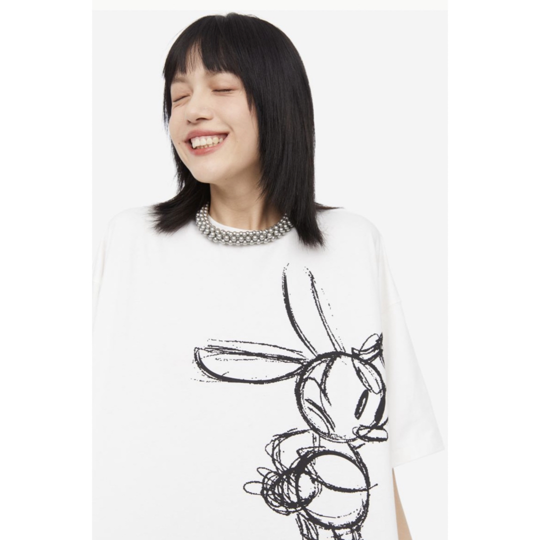 H&M(エイチアンドエム)のオーバーサイズプリントTシャツ(M) メンズのトップス(Tシャツ/カットソー(半袖/袖なし))の商品写真