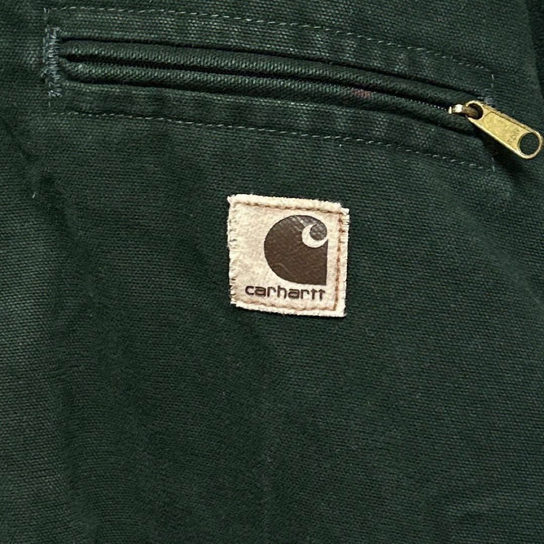 carhartt(カーハート)の1179【希少2XL】カーハート☆革ロゴ　裏地ボア　グリーンアクティブジャケット メンズのジャケット/アウター(ブルゾン)の商品写真