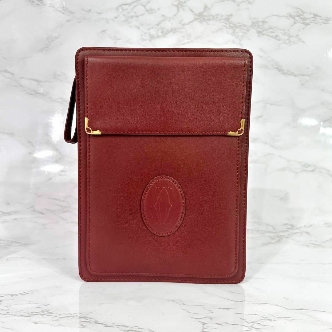 Cartier(カルティエ)のカルティエ Cartier セカンドバッグ クラッチバッグ ボルドー レザー レディースのバッグ(クラッチバッグ)の商品写真