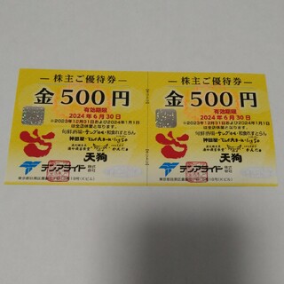 テンアライド株主優待券　1000円分(レストラン/食事券)