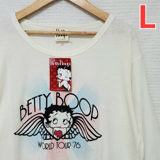 ベティブープ(Betty Boop)のベティちゃん 新品 ロンT 長袖 Tシャツ レディース Lサイズ 白(Tシャツ(長袖/七分))