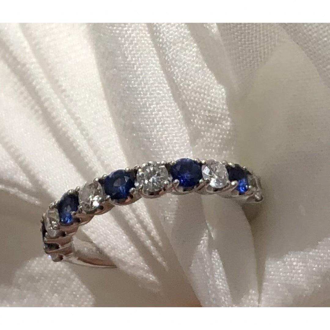 ダイヤモンド サファイヤ プラチナリング (オーダーメイド製品) サイズ:7号 レディースのアクセサリー(リング(指輪))の商品写真