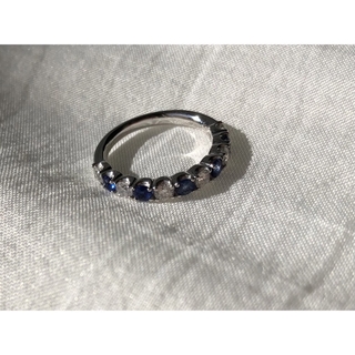 ダイヤモンド サファイヤ プラチナリング (オーダーメイド製品) サイズ:7号(リング(指輪))