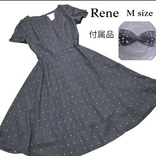 Rene ルネ　フレアワンピース ドット 付属品 リボン付き