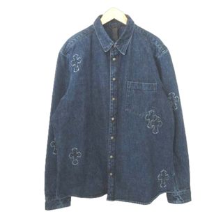 クロムハーツ(Chrome Hearts)のクロムハーツ クロス パッチ クロス ボタン デニム シャツ XXL 青(シャツ)