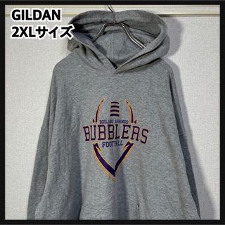 ギルタン(GILDAN)の【ギルダン】パーカー　カレジッロゴ　アメフト　デカロゴ　2XL グレー14(パーカー)