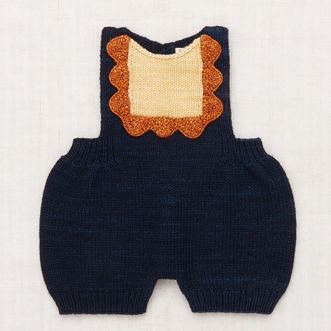 Misha & Puff Scallop Bib Romper  Ink 3yニット