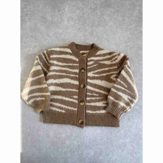 ザラキッズ(ZARA KIDS)のZARA ゼブラ ニットカーディガン 98cm(ニット)